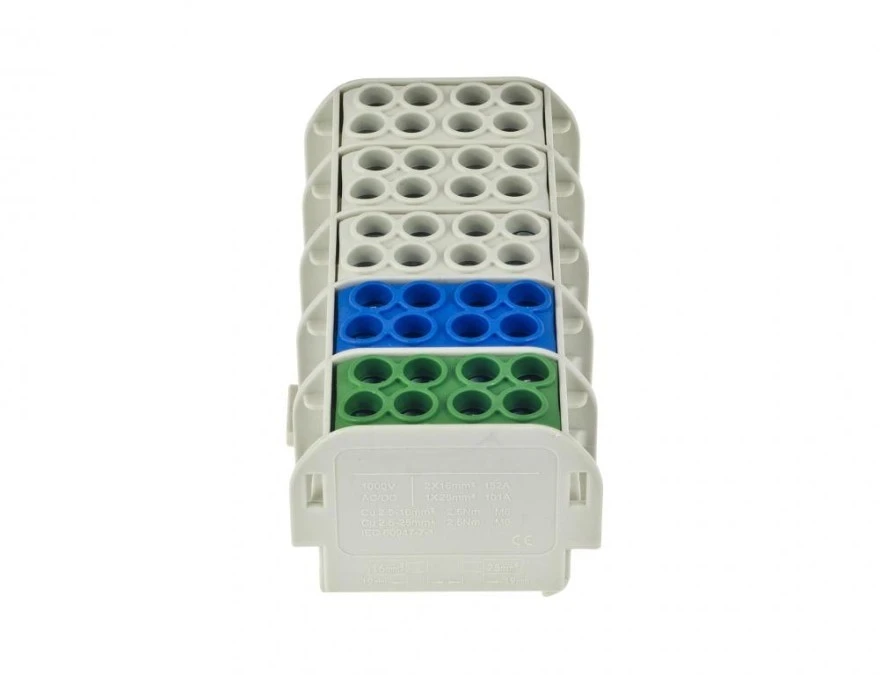 Listwa zaciskowa pięciopolowa ZGX 5x(1x25/2x16) mm2 (3P+N+PE) ENE‑00512 - obrazek 2