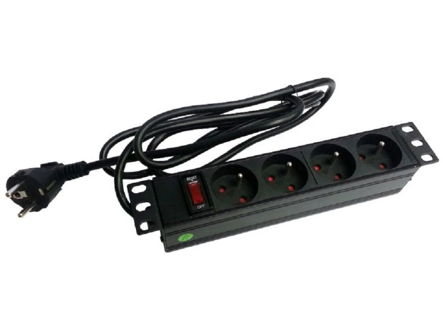 Listwa zasilająca rack 10 cali PDU gniazdo 4 x CEE 7/5 wtyk CEE 7/7 - obrazek 1