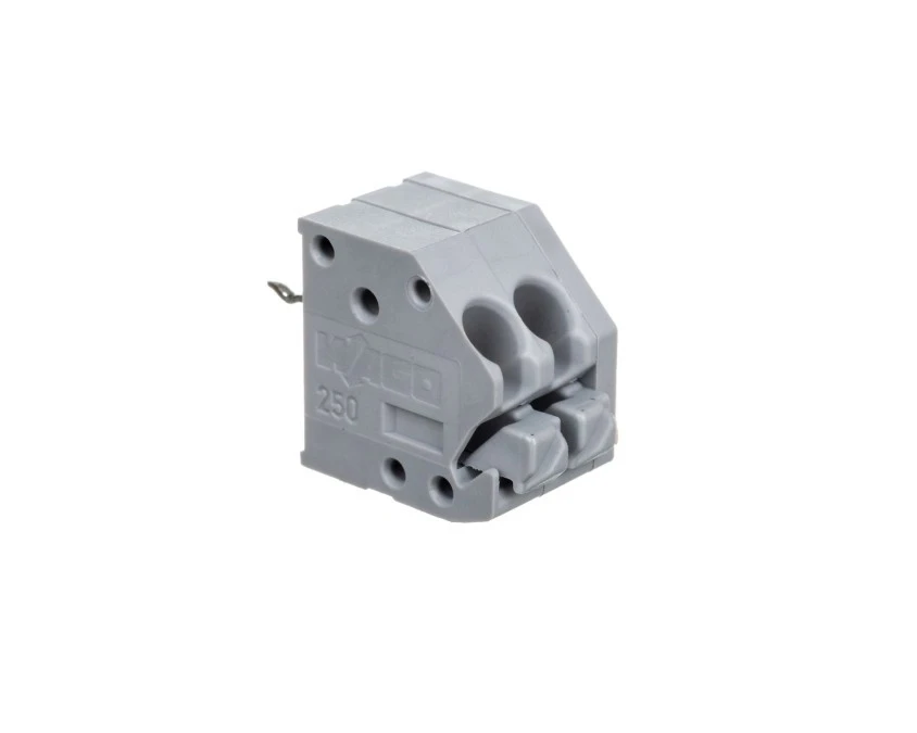 Listwa zaciskowa do płytek drukowanych 2‑torowa 1 pin/biegun z przyciskami i otworem pomiarowym do 1,3mm szara 250‑102 /140szt./ - obrazek 1