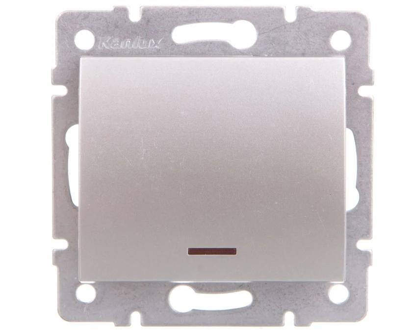 LOGI Łącznik jednobiegunowy z LED śrubowy 10AX 250V srebrny 021110143 25197 - obrazek 1