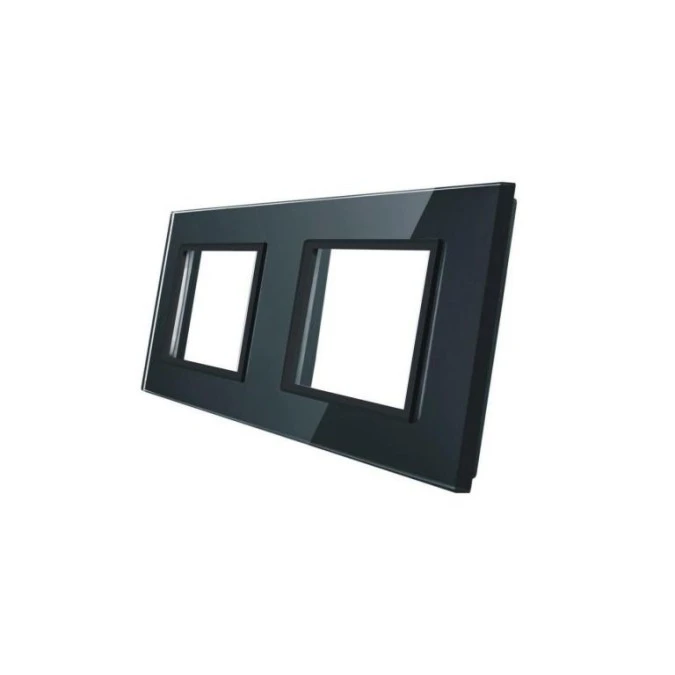 Livolo PODWÓJNA CZARNA RAMKA SZKLANA 150 x 80mm GPF‑2‑62 - obrazek 1