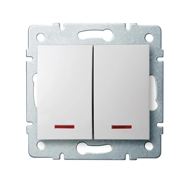 LOGI Łącznik zwierny podwójny LED śrubowy 10AX 250V biały 021023102 25070 - obrazek 1