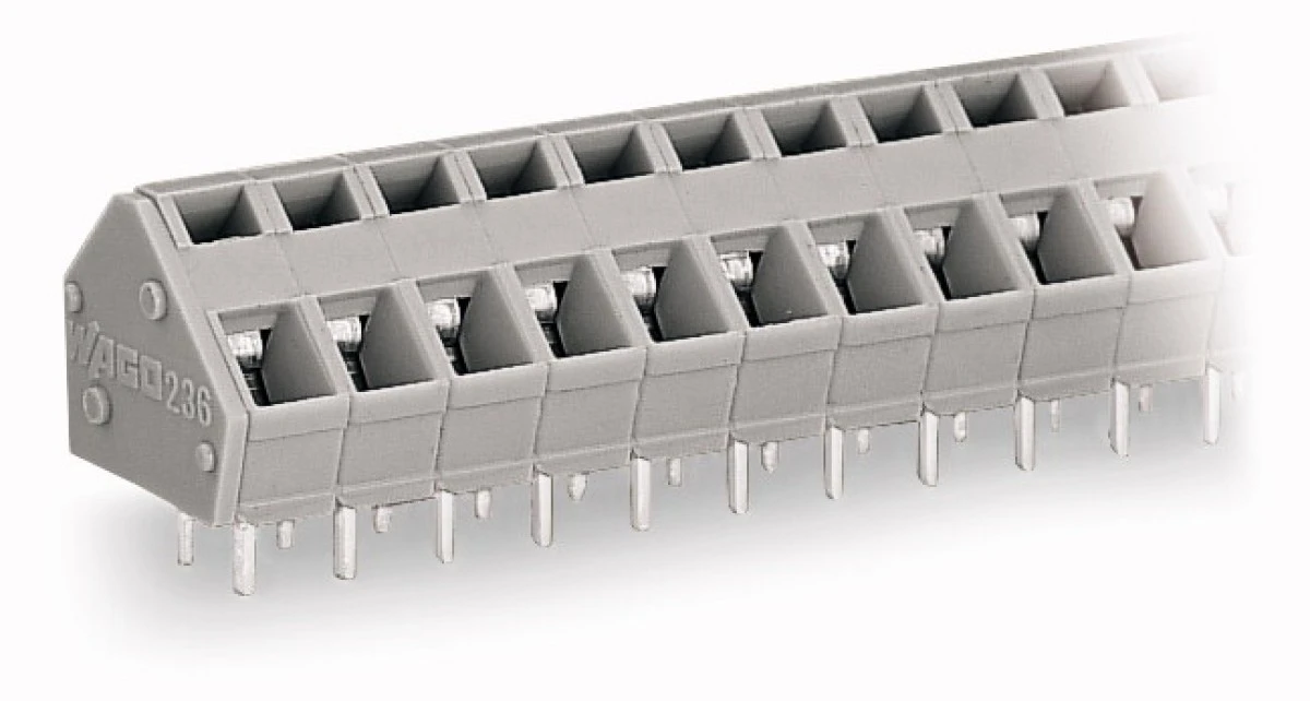 Listwa zaciskowa do płytek drukowanych 2‑torowa szara raster 5/5,08mm 236‑102 /105szt./ - obrazek 2