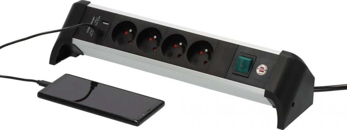 Listwa zasilająca Alu‑Office‑Line z 4 gniazdami i portami USB‑C PD 30W + USB‑A 18W 1391044430 - obrazek 3