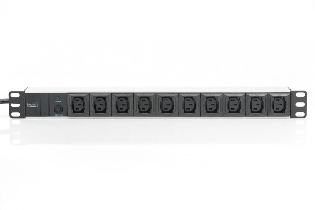 Listwa zasilająca PDU 19 Rack 10x gniazdo C13 2m 1x wtyk C14 10A zab. przeciążeniowe DN‑95404 - obrazek 2
