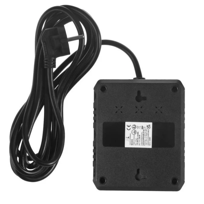 Listwa zasilająca Maclean, przedłużacz 2 gniazda + 3xUSB, 110‑240V AC 50/60Hz, 2.1A max 2500W, 3 m, czarna, MCE388 B - obrazek 3