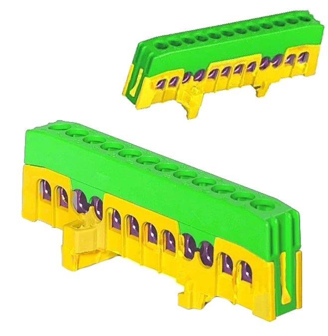 Listwa Zaciskowa Zacisk Rozgałęźny Izolowany 63A 12x1‑16mm Żółto‑Zielony - obrazek 1