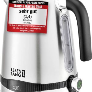 Lebenlang LBE2662 Czajnik nie zawiera BPA, z wyświetlaczem stali szlachetnej Pojemność: 1.7 l Lebenlang LBE2662 Czajnik nie zawiera BPA, z wyświetlaczem stali szlachetnej Pojemność: 1.7 l