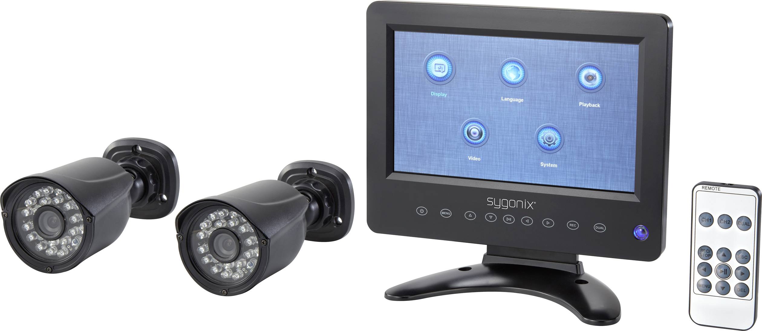 Zestaw monitorujący Sygonix SY-4600588 AHD 2- kanałowy z 2 kamerami 1280 x 720 px - obrazek 1