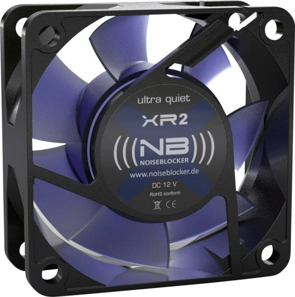 NoiseBlocker BlackSilent XR-2 Wentylator do obudowy PC czarny, niebieski (przezroczysty) (S x W x G) 60 x 60 x 25 mm