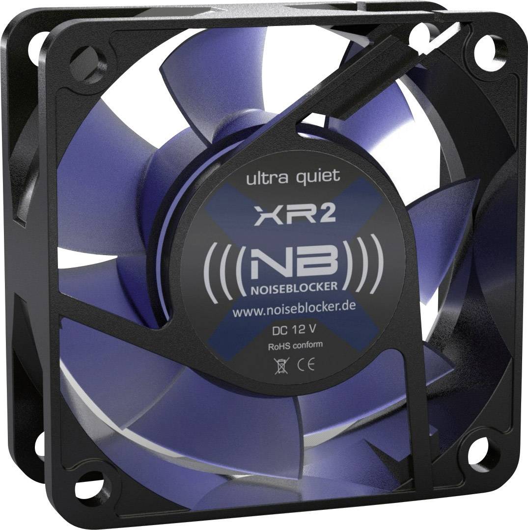 NoiseBlocker BlackSilent XR-2 Wentylator do obudowy PC czarny, niebieski (przezroczysty) (S x W x G) 60 x 60 x 25 mm - obrazek 1