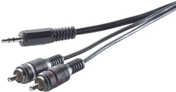 Kabel audio, Cinch Jack SpeaKa Professional SP-1300900, 2x złącze M cinch na 1x złącze M jack 3,5 mm, 3 m, szary