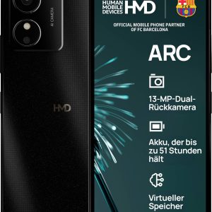 HMD Arc Smartfon Gniazdo hybrydowe 64 GB 16.6 cm (6.52 cal) 13 MPx Android™ 14 (Go Edition) czarny HMD Arc Smartfon Gniazdo hybrydowe 64 GB 16.6 cm (6.52 cal) 13 MPx Android™ 14 (Go Edition) czarny