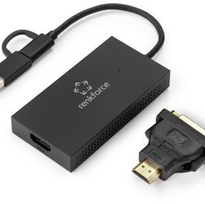 Renkforce Zewnętrzna karta graficzna DDR3-RAM USB-A, USB-C® (USB 3.2 Gen 1), HDMI, DVI Renkforce Zewnętrzna karta graficzna DDR3-RAM USB-A, USB-C® (USB 3.2 Gen 1), HDMI, DVI