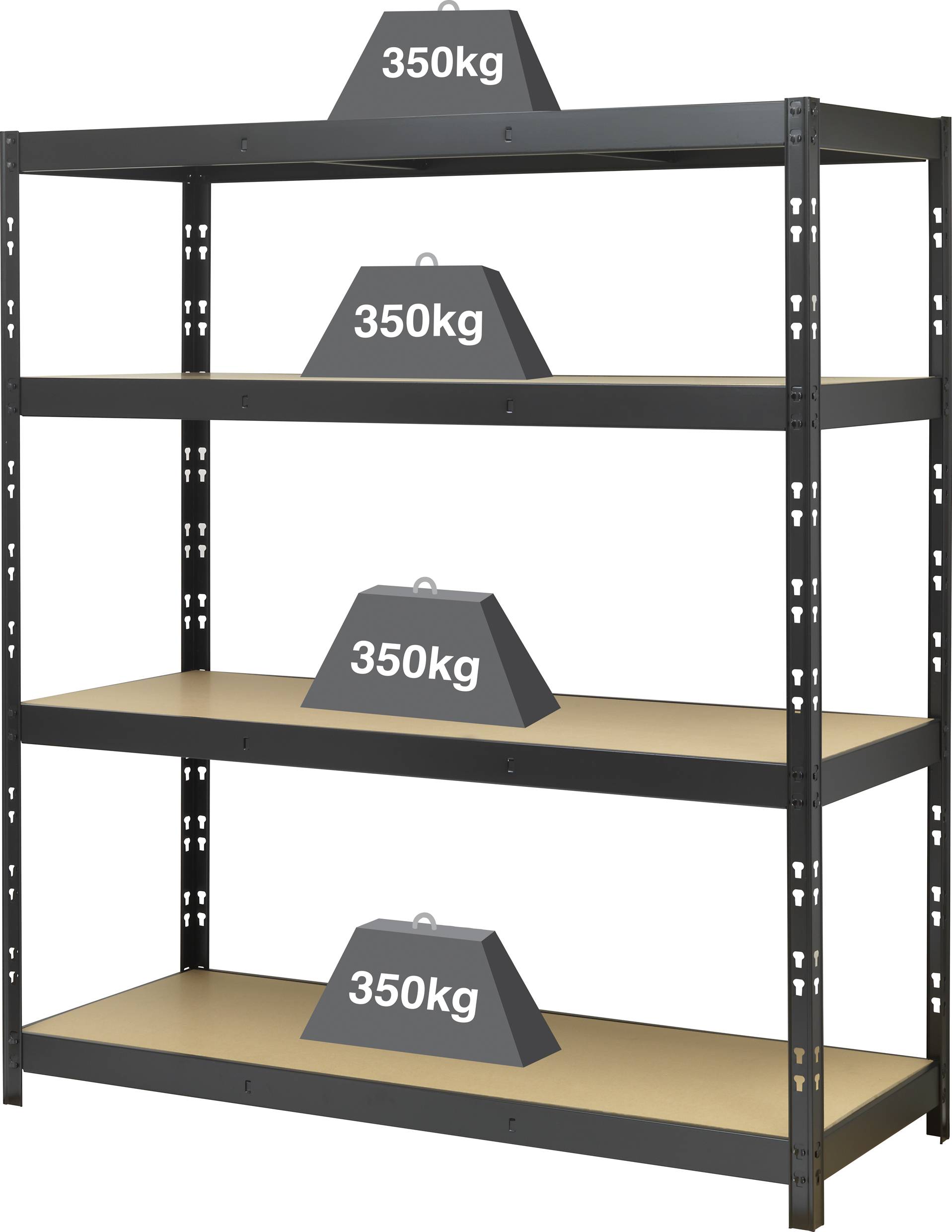 Regał o dużej rozpiętości - moduł podstawowy TOOLCRAFT, KIT77, metal, MDF, Maks. obciążenie: 1.4 t - obrazek 1