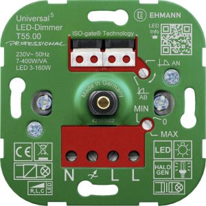 Ehmann 5500×0000 Ściemniacz uniwersalny Dobry do: Lampa LED, Lampa halogenowa, Żarówka, Żarówkai LED, Sterownik LED Ehmann 5500×0000 Ściemniacz uniwersalny Dobry do: Lampa LED, Lampa halogenowa, Żarówka, Żarówkai LED, Sterownik LED