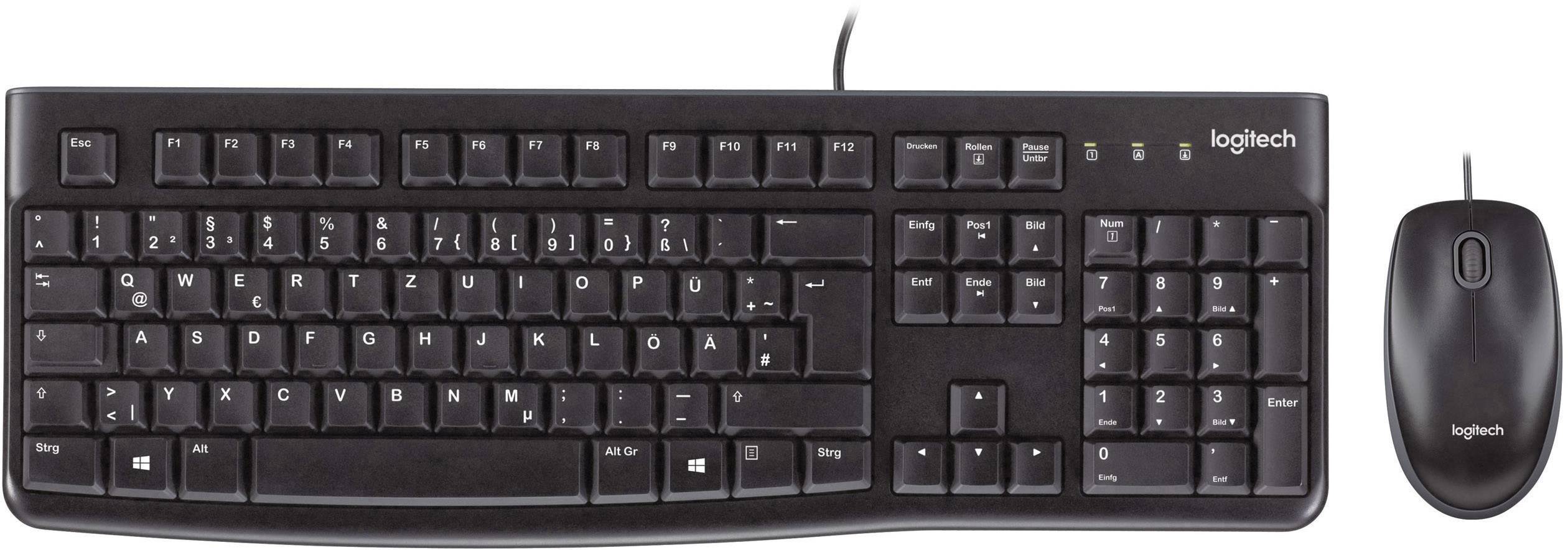 Klawiatura, zestaw myszy Logitech MK120 Wodoszczelne Angielska US, QWERTY czarny - obrazek 1