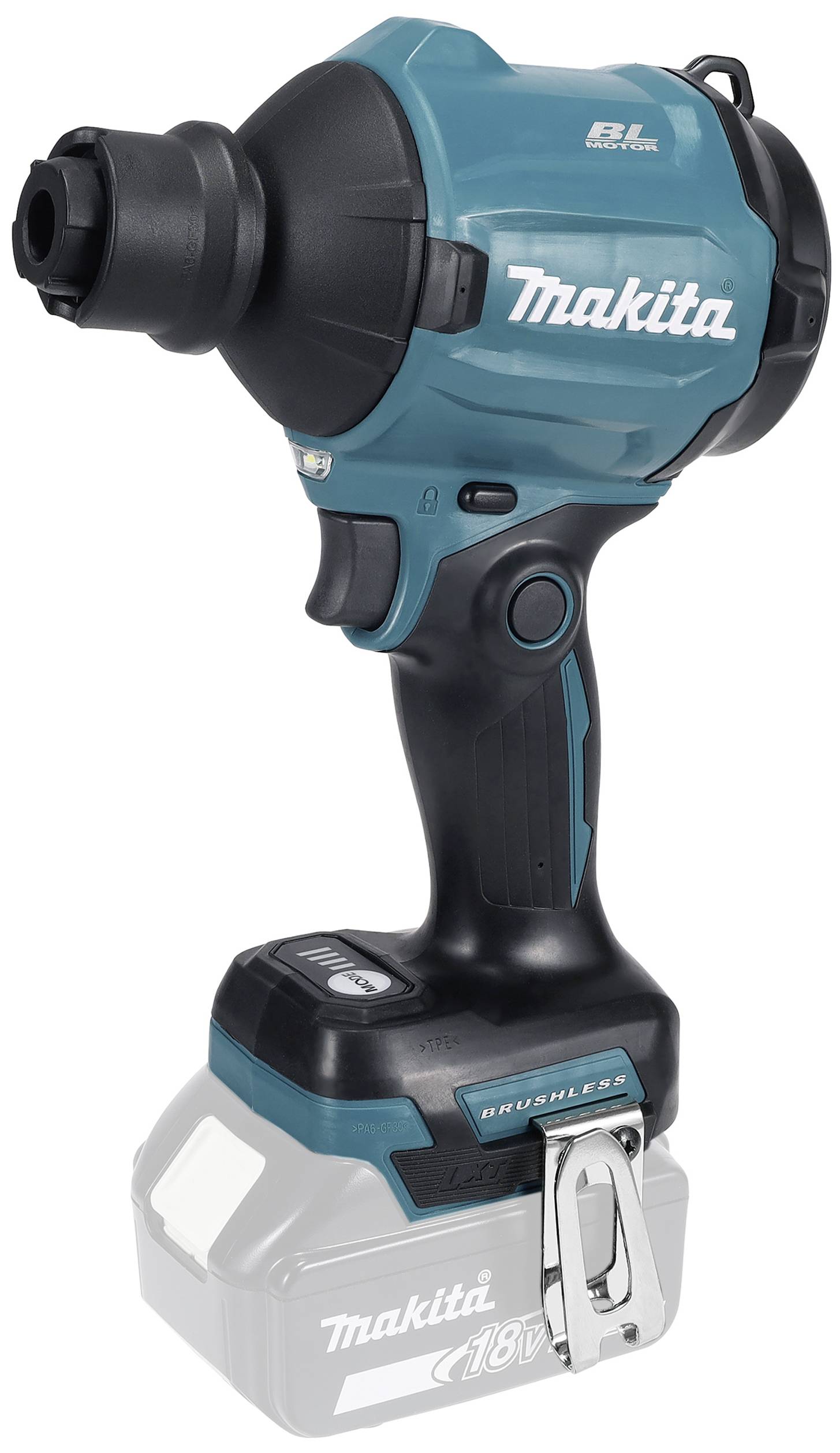 Makita DAS180Z Dmuchawa akumulatorowa Przepływ powietrza 1.1 m³/min Prędkość powietrza 200 m/s Li-Ion 18 V bez akumulato - obrazek 1