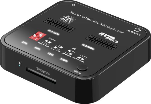 Renkforce RF-TPCD-350 Stacja kopiująca do dysków twardych M.2 PCIe NVMe, M.2 SATA, SD, SDHC, SDXC