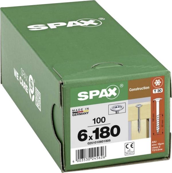 SPAX 0251010601805 R 88193 m.Spitze/T-STAR Wkręt do drewna 6 mm 180 mm T-STAR plus stal WIROX 100 szt.