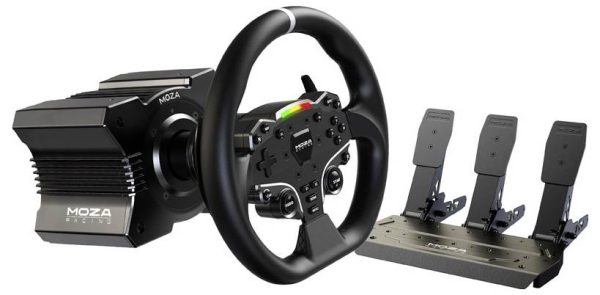 MOZA MOZA R5 Racing Set (R5 DD Wheelbase, ES Wheel, SR-P Lite Pedale, Tischhalterung) Kierownica USB czarny zawiera peda