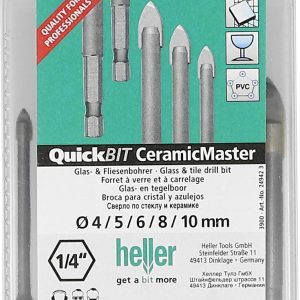 Zestaw wierteł do szkła i ceramiki Heller QuickBit® CeramicMaster 24942, Średnica odwiertu: 4 mm, 5 mm, 6 mm, 8 mm, 10 m Zestaw wierteł do szkła i ceramiki Heller QuickBit® CeramicMaster 24942, Średnica odwiertu: 4 mm, 5 mm, 6 mm, 8 mm, 10 m