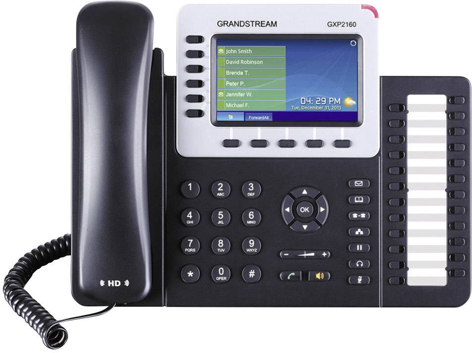 Grandstream GXP-2160 Telefon systemowy, VoIP Bluetooth, złacze zestawu słuchawkowego kolorowy czarny, srebrny - obrazek 1