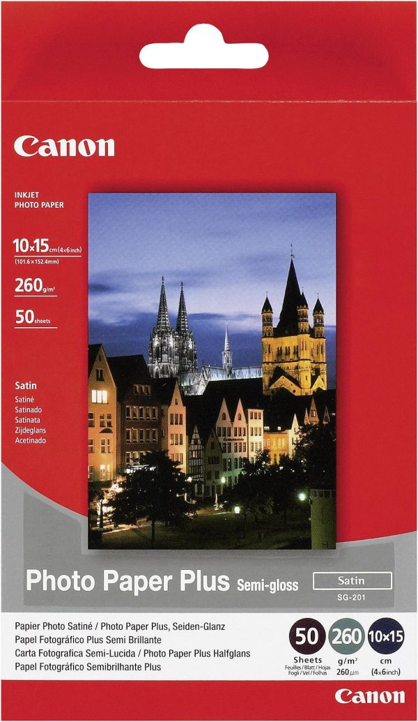 Canon Photo Paper Plus Semi-gloss SG-201 1686B015 Papier fotograficzny 10 x 15 cm 260 g/m² 50 ark. satynowy połyskujący