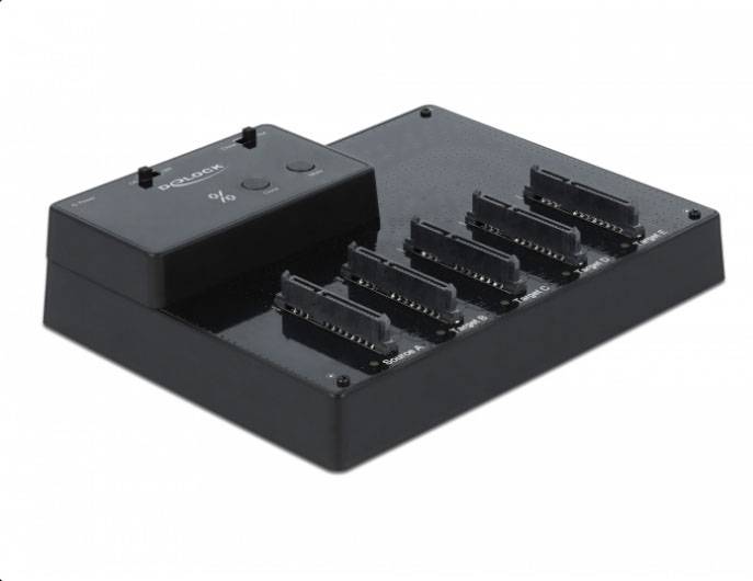 Delock 64098 SATA 6 Gb/s, USB-B, Gniazdo DC 3,5 mm Stacja dokująca do dysków twardych z funkcją klonowania, z hubem USB - obrazek 1