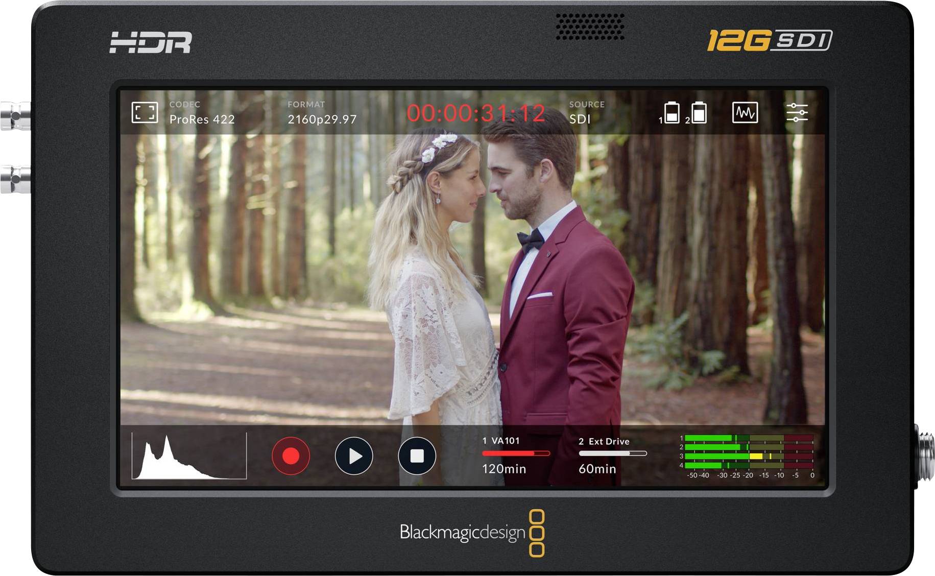 Blackmagic Design BM-HYPERD/AVIDA12/5HDR Monitor 12.7 cm 5 cal Audio-Line-in, Audio-Line-out, HDMI, SDI - obrazek 1