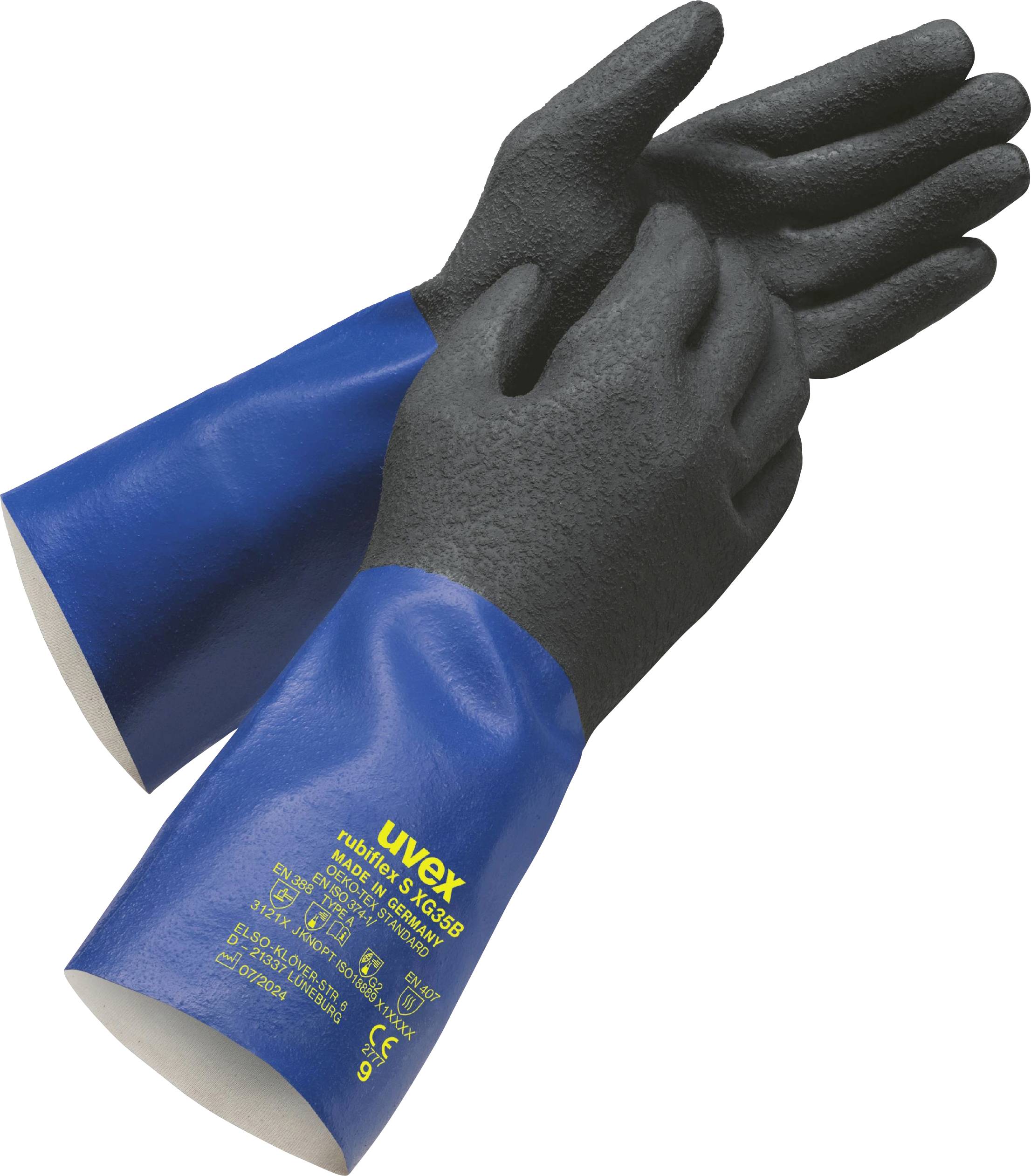 uvex 6055709 rubiflex S XG35B Rękawice odporne na chemikalia Rozmiar rękawic: 9 EN 388:2016, EN 374-1:2016/ Typ A, EN 40 - obrazek 1