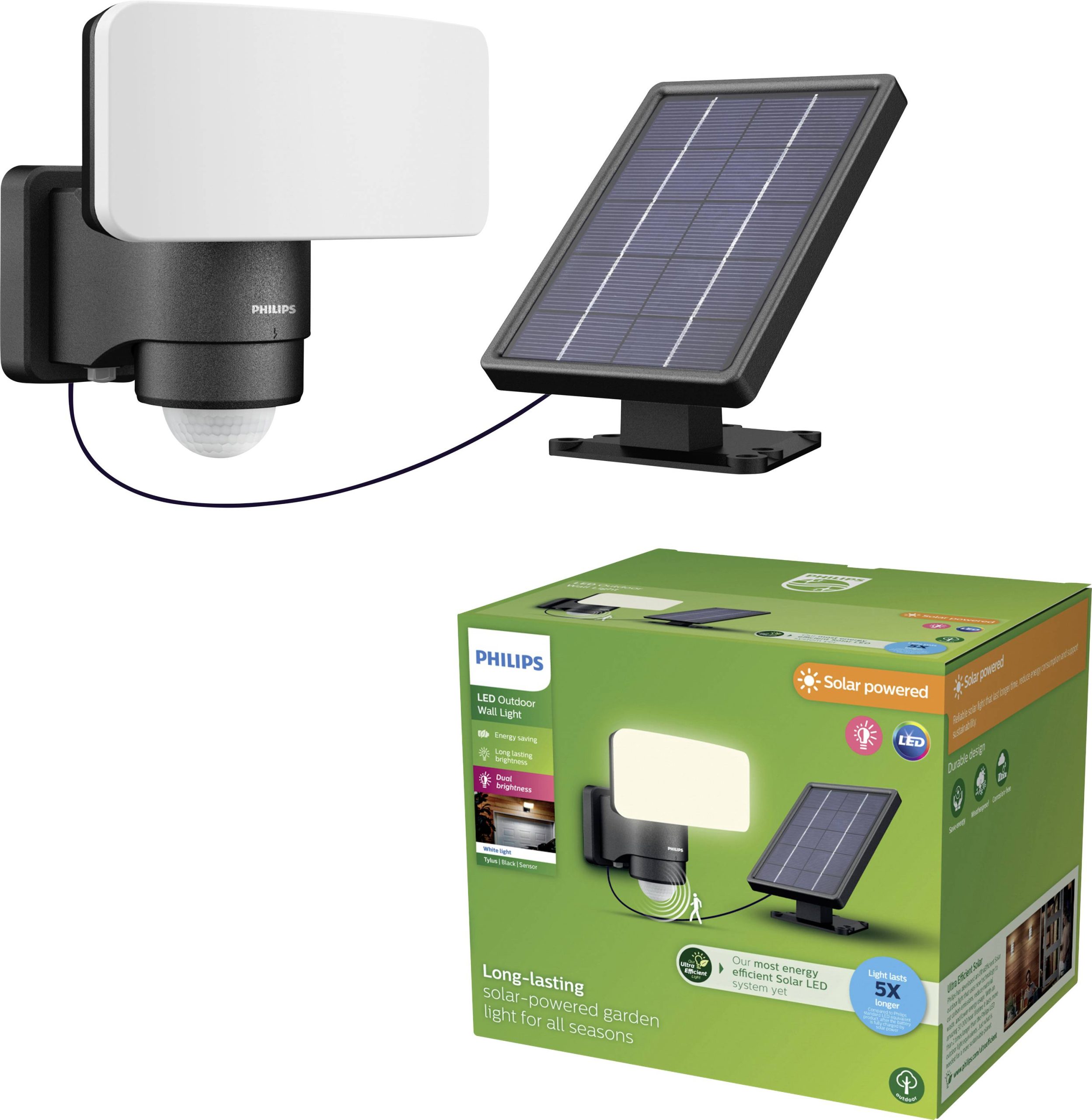 Lampa ścienna solarna z czujnikiem ruchu Philips LED Tylus 929004632301 6 W 1000.00 lm IP44 - obrazek 1