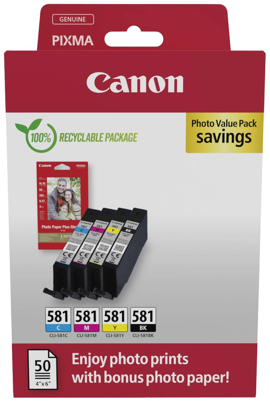 Canon atrament CLI-581 tusz oryginalny Combi-Pack Czarny, Cyjan, Magenta, Żółty 2106C006 - obrazek 1