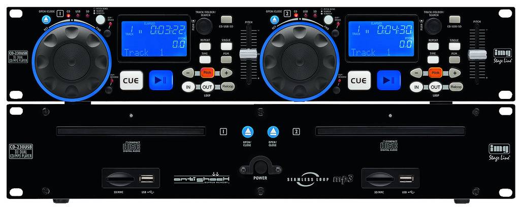 Podwójny odtwarzacz CD MP3 DJ IMG Stageline CD-230USB IMG STAGE LINE CD-230USB, 1 szt. - obrazek 1
