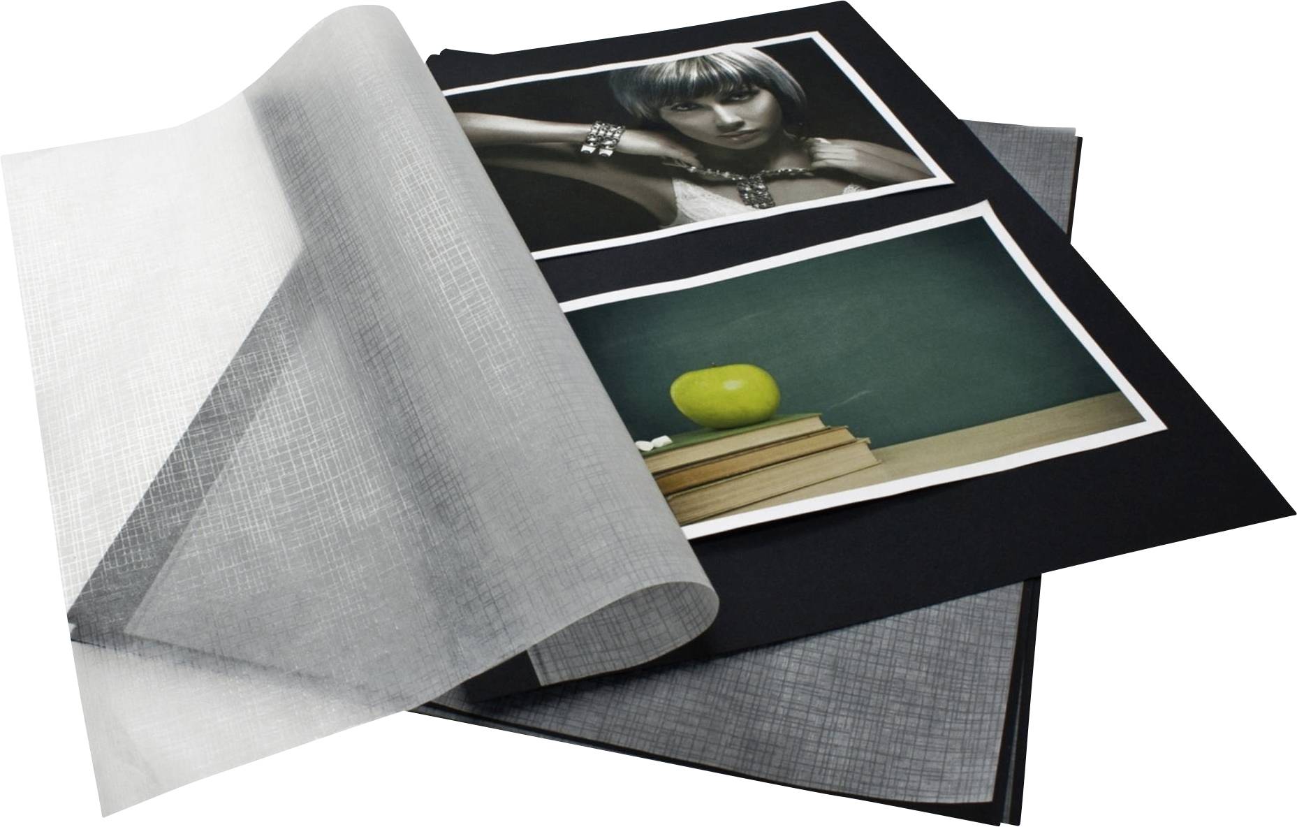 Goldbuch GOLDBUCH - Fotokarton schwarz DIN A4 mit Pergamin 20 Blatt 83006 Fotopapier czarny - obrazek 1