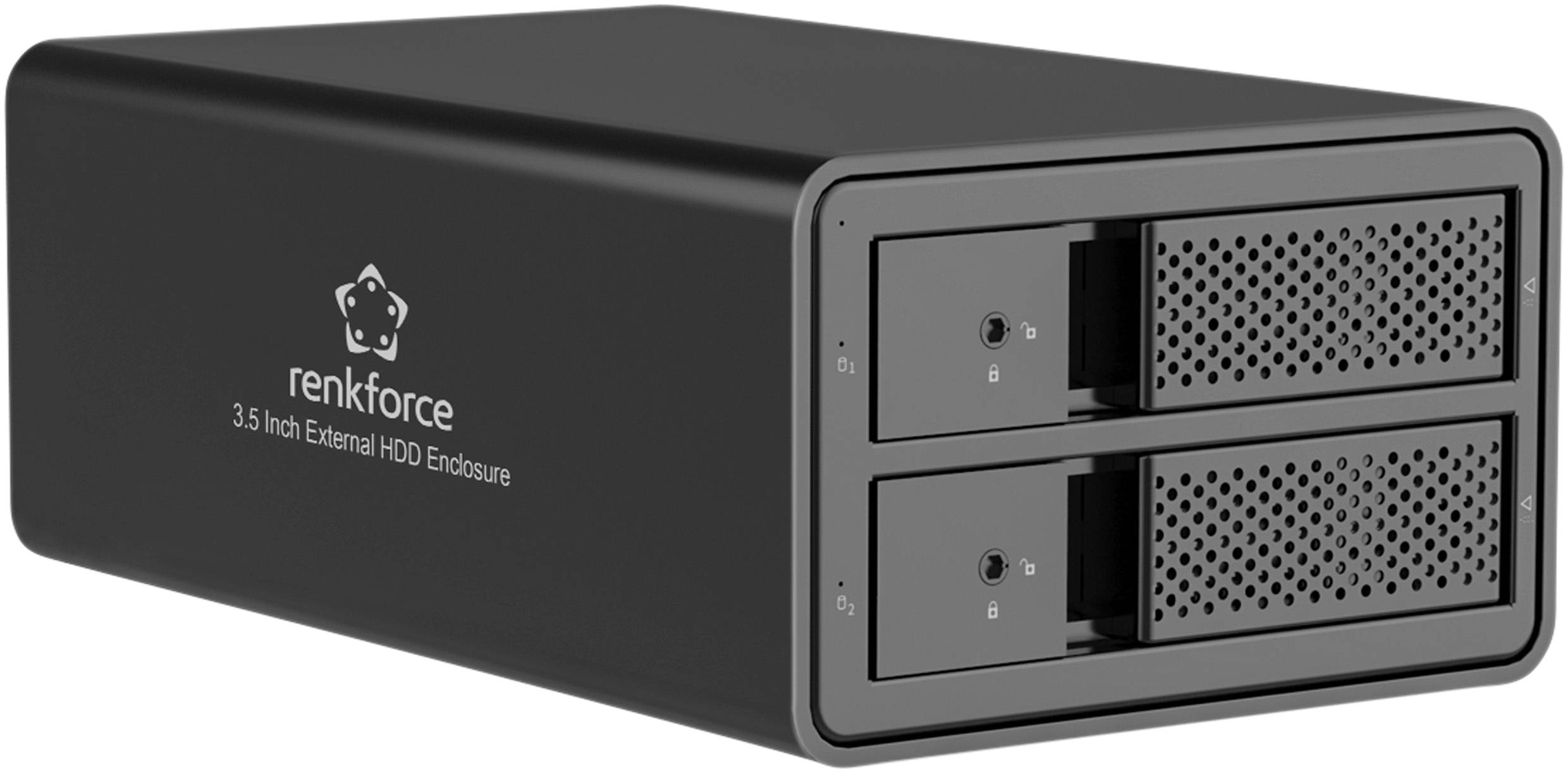 Renkforce RF-6647596 Obudowa dysku twardego 3,5" (8,9 cm) 2 Bay 3.5 cal USB 3.0 - obrazek 1