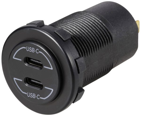 Podwójne gniazdo USB-C® 9V-30V-60W VOLTCRAFT VC-USBCx2-9-30V Obciążalność prądu maks.=3 A 12 – 24 V/DC