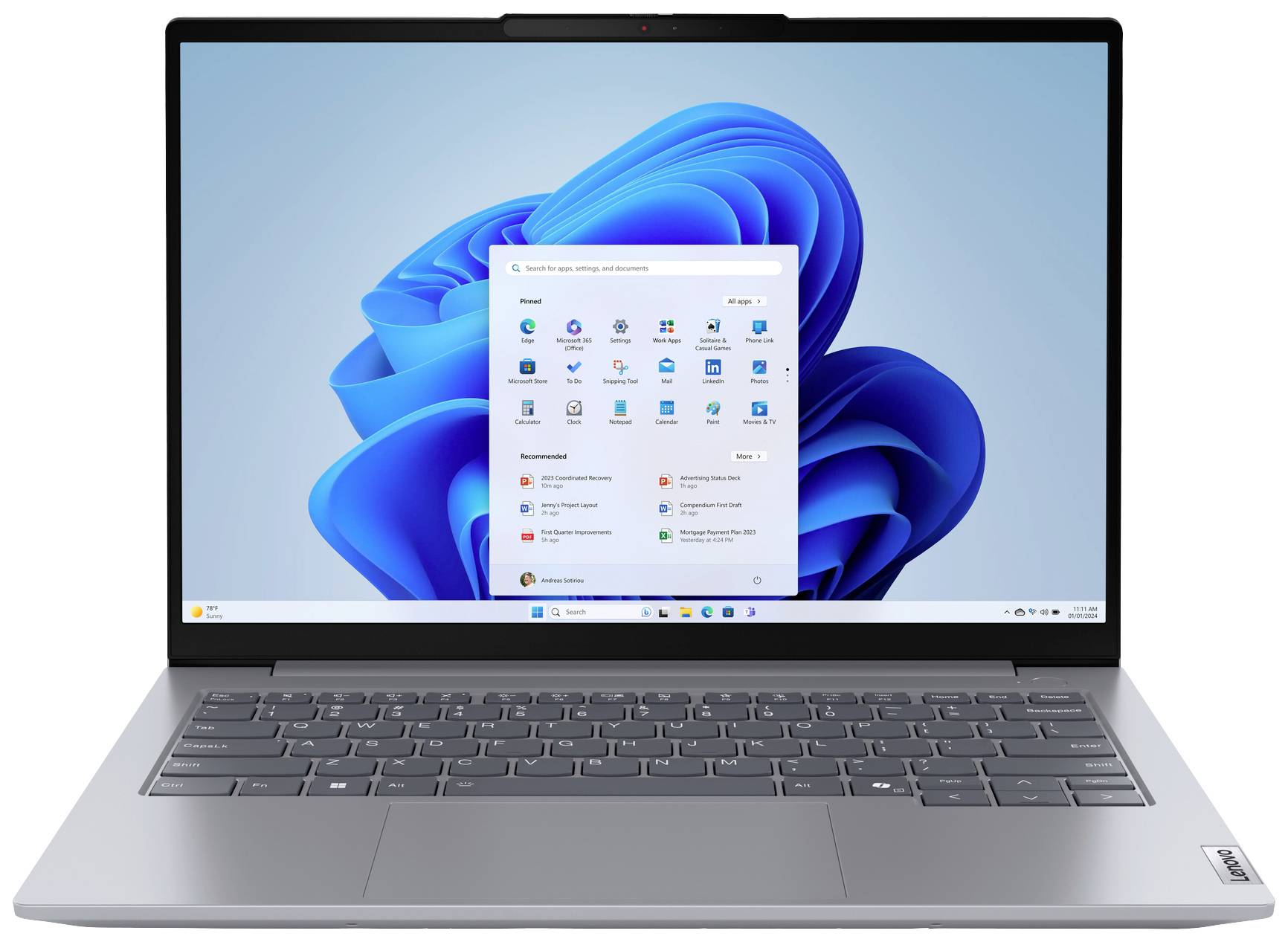 Lenovo Notebook ThinkBook 14 35.6 cm (14 cal) WUXGA AMD Ryzen 5 7535HS 16 GB RAM 512 GB SSD Niemiecki, QWERTZ szary 21MV - obrazek 1