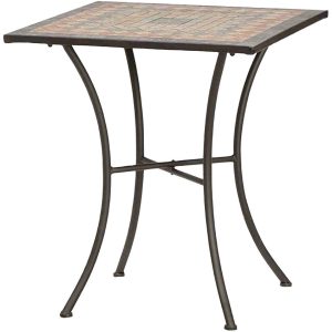 Siena Garden 380819 Stół Prato 64x64x71 cm rama stal matowa czarna, blat ceramiczny wielokolorowa mozaika o wyglądzie
