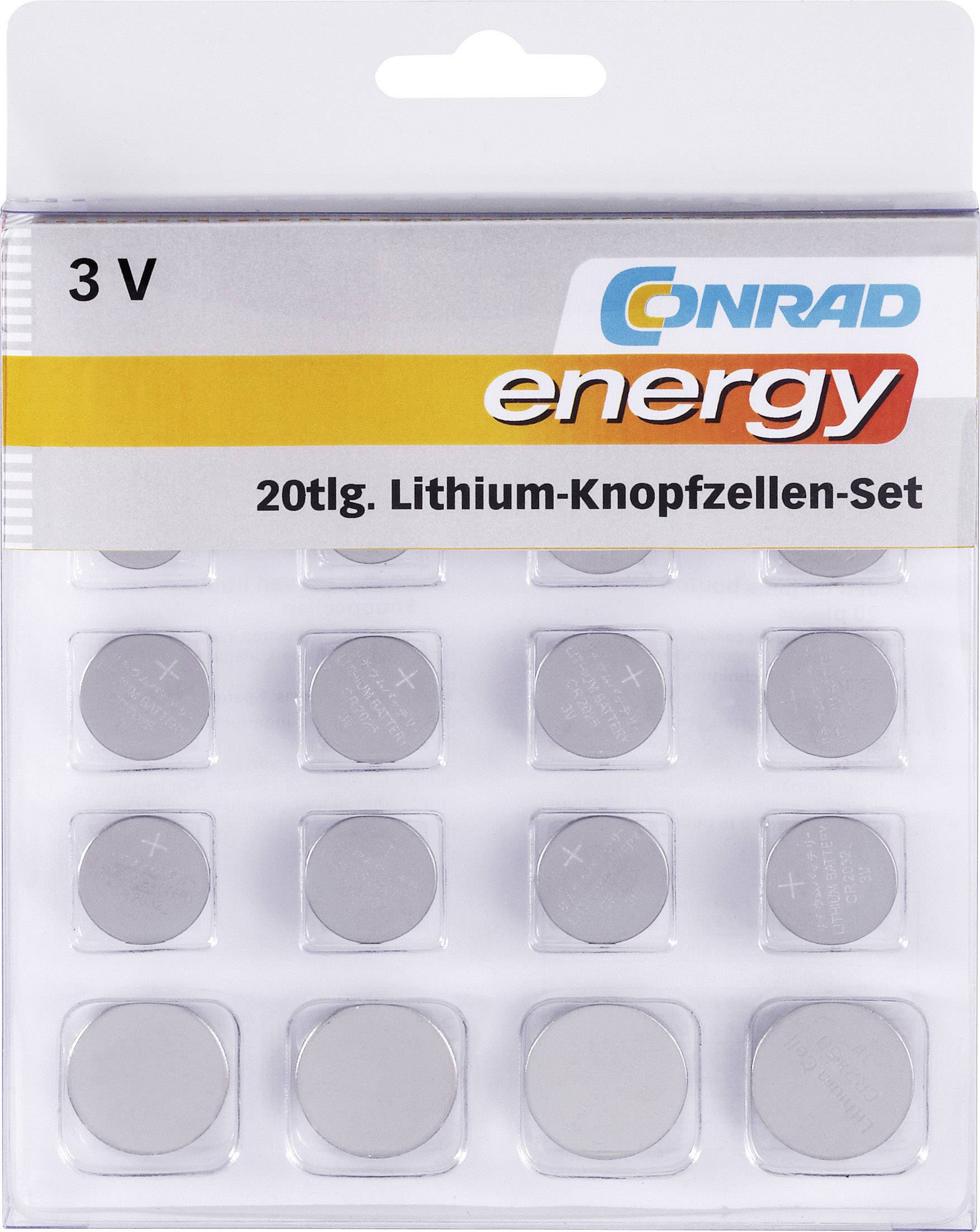 Zestaw 20 baterii guzikowych, litowych Conrad Energy - obrazek 1