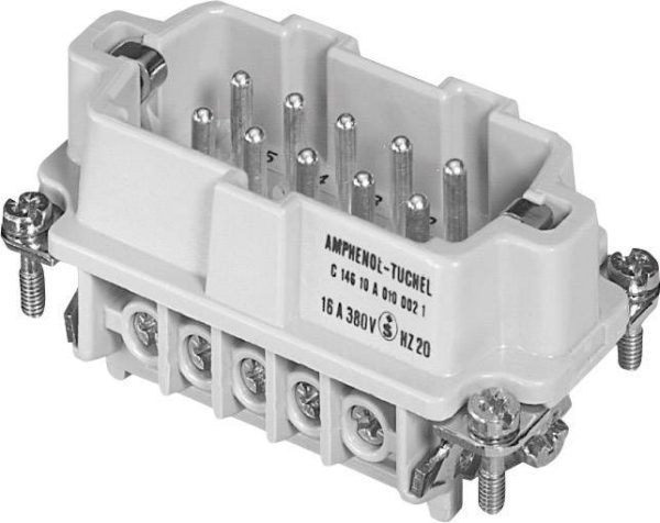 Wstawka pinowa męska Heavy|mate® C146 C146 10A010 002 1-1 Amphenol Łączna ilość styków 10 + PE 1 szt.