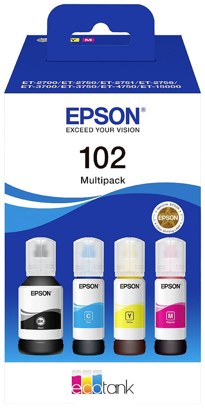 Epson C13T03R640 102 EcoTank Multipack Tusz do napełniania tusz oryginalny Epson Czarny, Cyjan, Żółty, Magenta 337 ml - obrazek 1