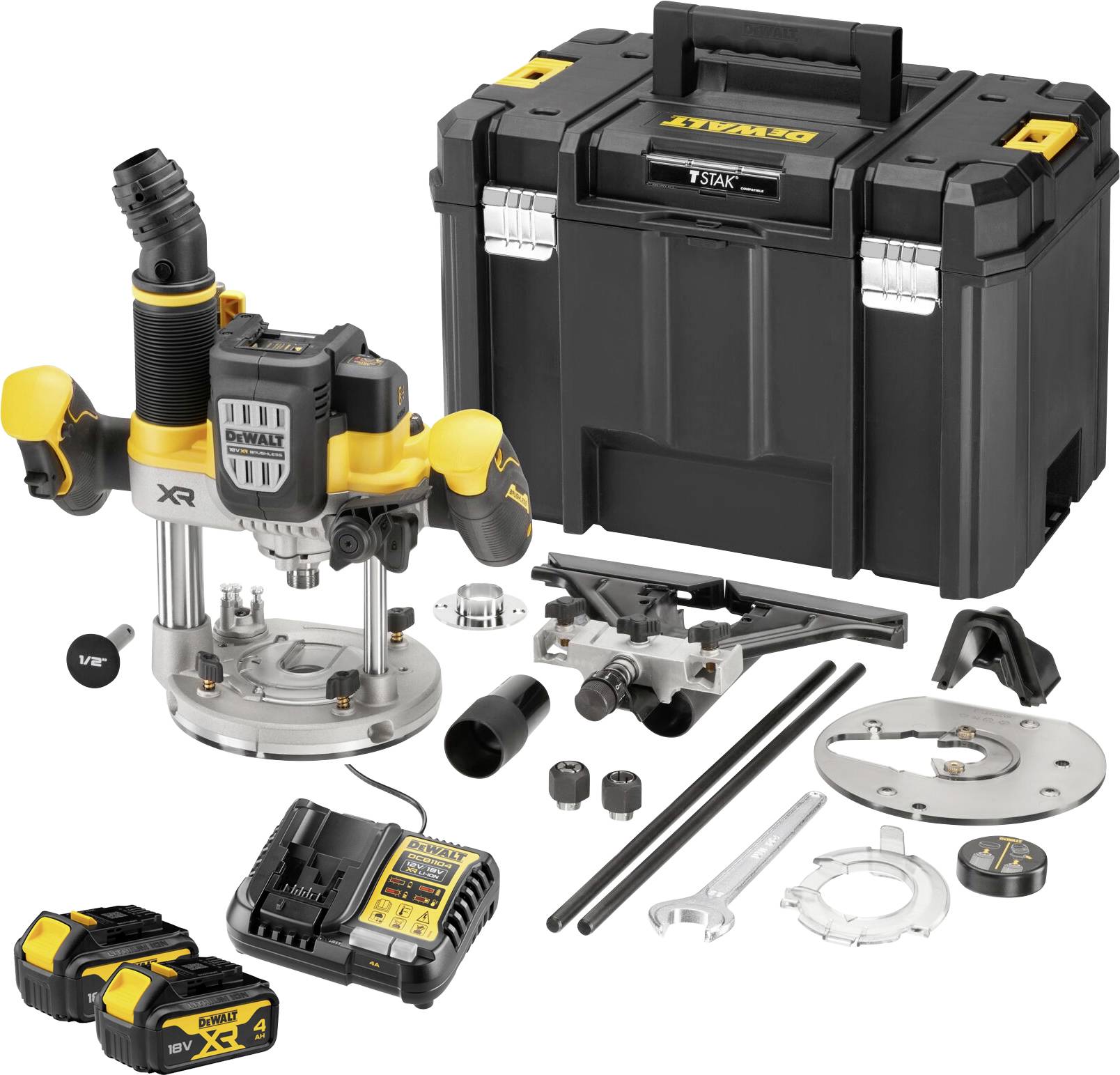 DEWALT Frezarka górnowrzecionowa DCW620NT-XJ+DCB1104M2-QW - obrazek 1