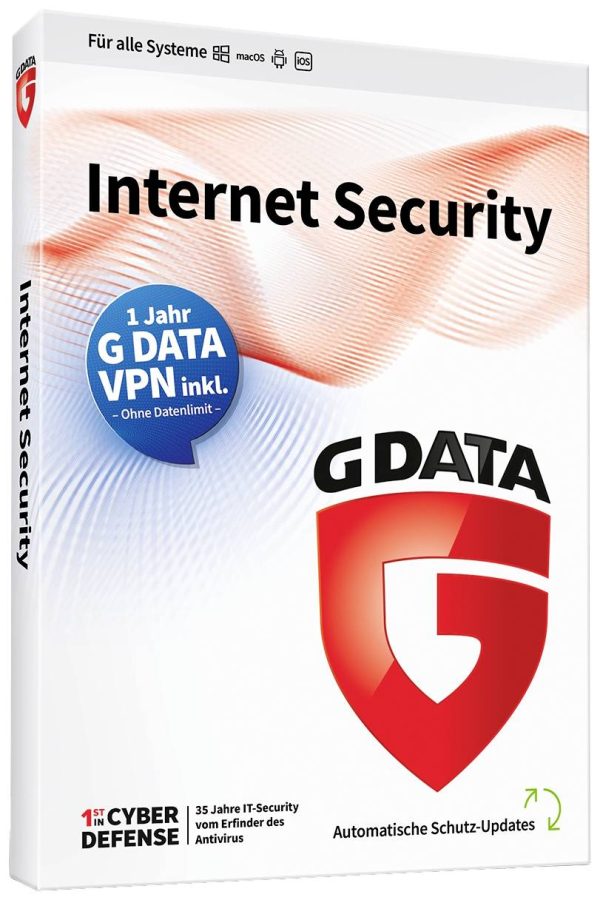 G-Data Internet Security + VPN Sonderedition Licencja roczna, 3 licencje Android, iOS, Mac OS, Windows Antywirus, Oprogr