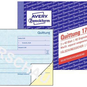 Avery-Zweckform 1735 Formularz odejścia DIN A6, poziomy Ilość arkuszy: 40 biały 80 ark. Avery-Zweckform 1735 Formularz odejścia DIN A6, poziomy Ilość arkuszy: 40 biały 80 ark.
