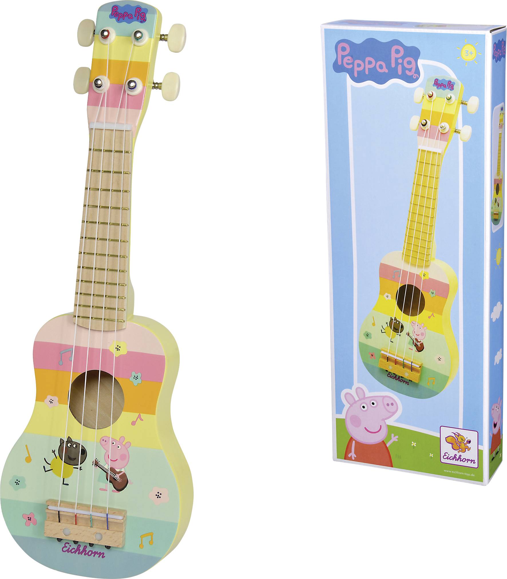 Gitara dla dzieci Eichhorn Peppa Pig Holz Ukulele 43cm - obrazek 1