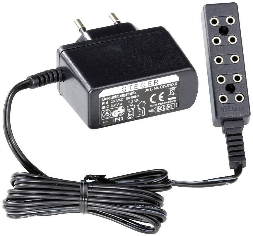 Transformator do oświetlenia, 3,2 V / 3,2 VA (5 światełek lub 15 LED) - obrazek 1