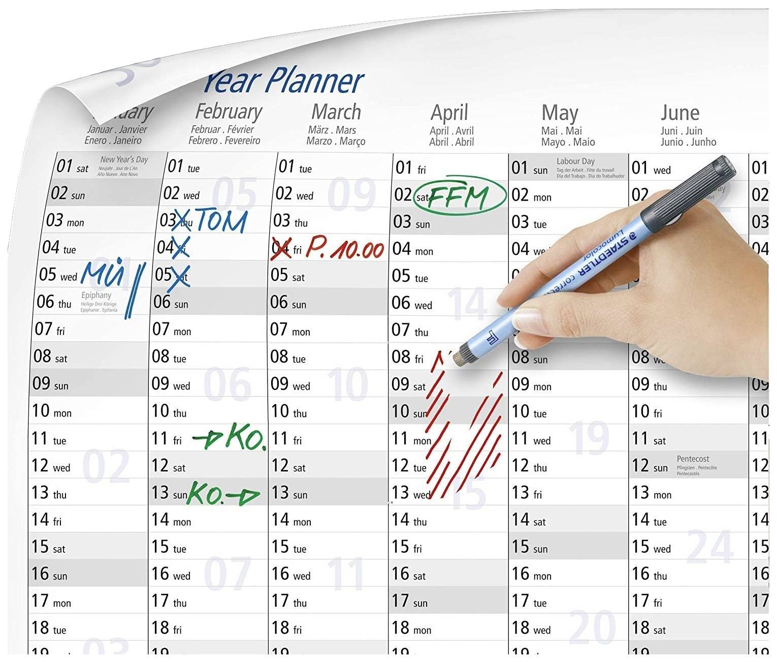 Staedtler Kalendarz ścienny 641 YP-1DE 641 YP-1DE DIN A1 14 miesięcy / 1 strona 1 szt. - obrazek 1