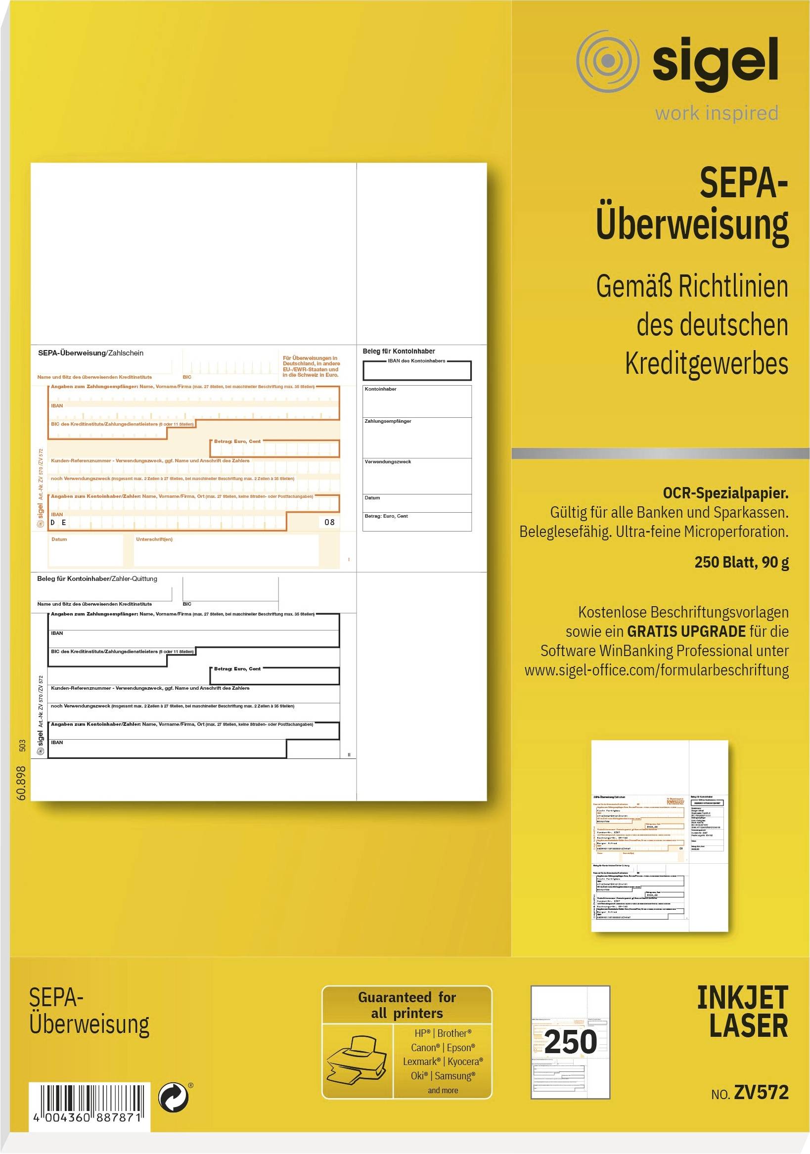 Formularz przeniesienia Sigel ZV572 ZV572, 250 ark. - obrazek 1