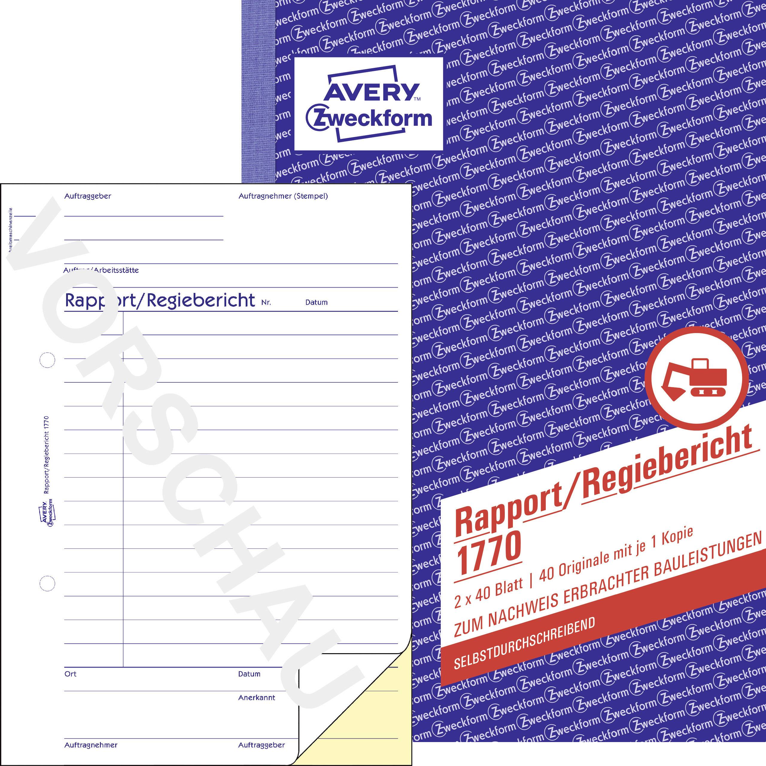 Avery-Zweckform Formularz raportu bezpośredniego 1770 DIN A5 Ilość arkuszy: 40 - obrazek 1